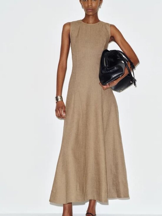 Reformation Dresses & Skirts - NEW Reformation Cecilia Linen Sleeveless Maxi Dress Dark Oatmeal Tan | US 4 UK 8